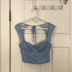 Shein going out top, baby blue, size M